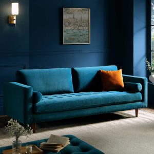 Henrietta Large 3-Seater Sofa, Teal Velvet