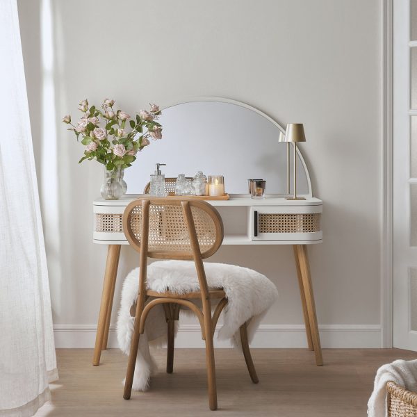 Izzy Curved Rattan Dressing Table, White