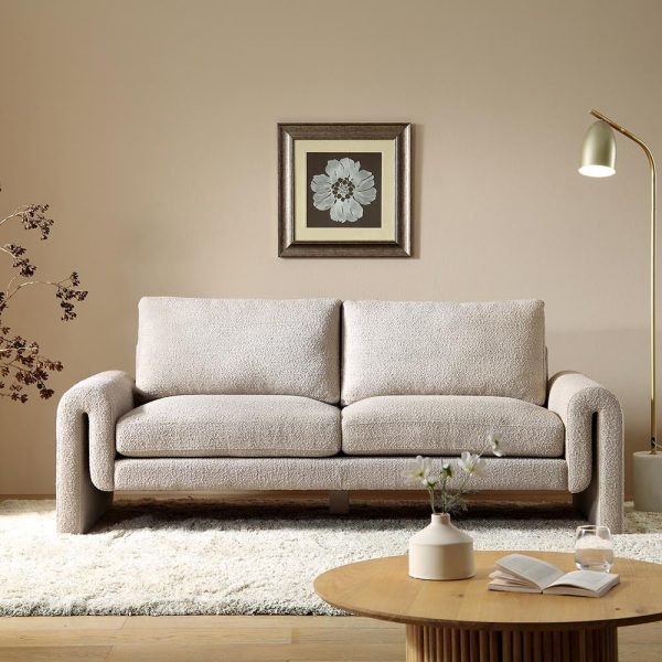 Hampstead Taupe Boucle Curved 3-Seater Sofa